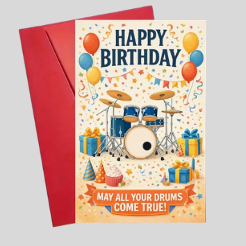 Verjaardagskaart drummer #4